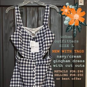 Navy blue gingham dress